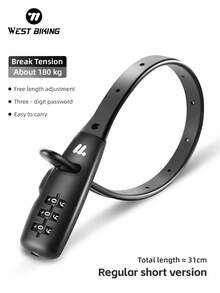 Khóa kết hợp dây rút WEST BIKING, đầu khóa hợp kim kẽm chắc chắn, khóa chống trộm xe đạp leo núi, khóa sử dụng hàng ngày. - Nhiều màu - Xem 2