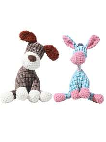 坚不可摧的狗狗磨牙玩具 - 带发声器的加厚毛绒磨牙玩具，适合爱啃咬的狗狗，有助于清洁牙齿，维护口腔健康，适合小型、中型和大型犬，室内/室外均可玩耍（橙色和绿色） - 完美的幼犬磨牙玩具，宠物用品，经久耐用，宠物主人必备，无需电池，狗狗磨牙绳鸭子玩具，猫咪鸭子玩具，猫咪磨牙玩具，狗狗磨牙玩具 - 彩色 - 查看 19