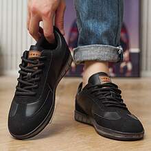 2026 Casual Sports Shoes, Fashion Versatile Faux Leather Shoes With Anti-Slip Durable Soles - Black - View 4