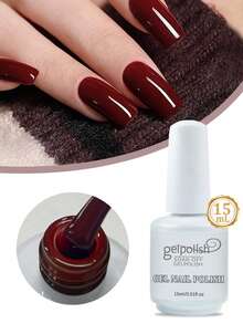 GELPOLISH 15ml Wine Red Gel Nail Polish, Removable, Cured By LED/UV Lamp, Neutral Color, Long-Lasting Quick-Drying, Suitable For Home Manicure And Salon DIY - Burgundy - View 1