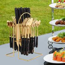 Cutlery Set With Stand, Cutlery Set Service For 6, 24 Pieces Flatware Set - View 10