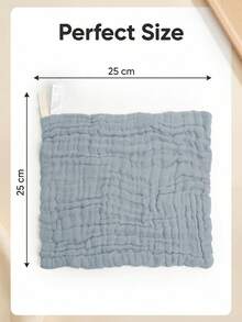 TDHD Bộ 5 chiếc khăn tay bằng vải gạc cotton mềm mại, 6 lớp, màu trơn đơn giản cho trẻ sơ sinh và trẻ nhỏ, có thể giặt được, đa năng sử dụng hàng ngày tại nhà. - Màu xanh bụi bặm - Xem 3