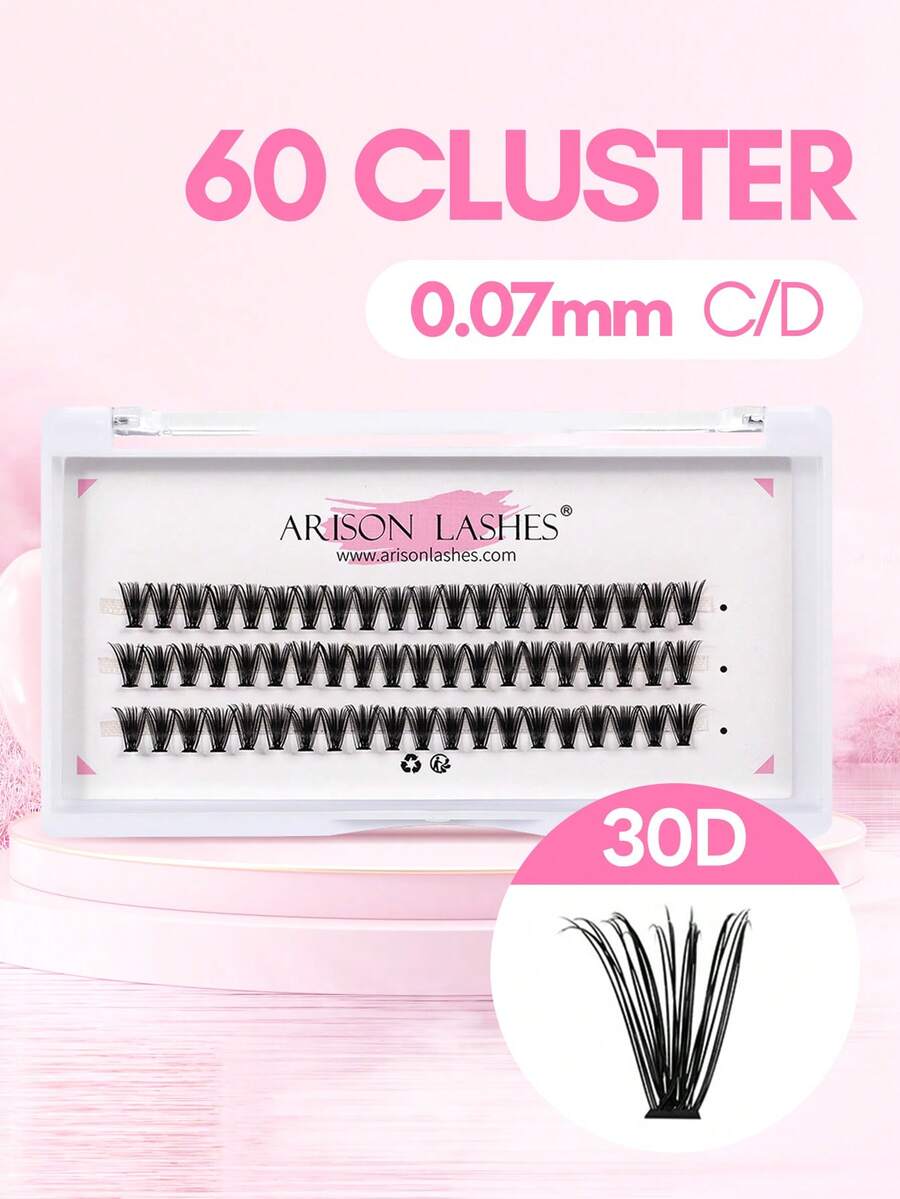 ARISON 3排60簇 C/D卷度 DIY假睫毛 高品质 在家轻松快速佩戴 柔软轻盈 化妆工具 - D - 查看 1