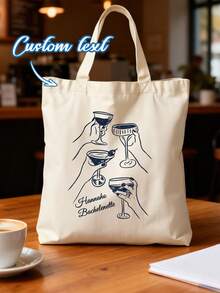 Túi tote vải canvas in hoa và tên tùy chỉnh, túi xách họa tiết thực vật cá nhân hóa, lựa chọn thời trang hàng ngày, phụ kiện độc đáo có thể tùy chỉnh, quà tặng sành điệu, thể hiện phong cách cá nhân. - Nhiều màu - Xem 12