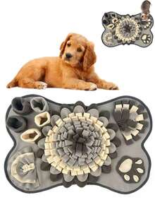 Dog Sniffing Training Mat, Interesting Dog Feeding Mat, Soft Polyester Dog Treat Dispensing Mat, Non-Slip Washable Pet Feeding Mat Suitable For Small And Medium Dogs - Grey - View 1