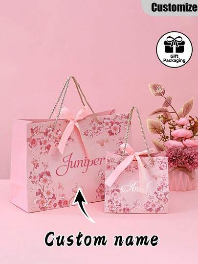 Túi quà tặng Ngày của Mẹ thiết kế riêng, Túi tote đựng quà Ngày của Mẹ in tên 2D cá nhân hóa, Túi quà tặng nữ in hoa và bướm màu hồng lãng mạn, Quà tặng đám cưới, Quà sinh nhật, Quà Ngày của Mẹ, Túi quà tặng phù dâu, Quà tặng Ngày Valentine cho nàng, Quà sinh nhật, Quà tặng ngày lễ, Túi quà hoa độc đáo sáng tạo, Túi quà tặng in tên theo yêu cầu