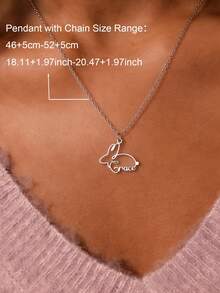 Customized Rabbit Name Necklace, Hollow Rabbit Cute Design Clavicle Chain, Gift For Girlfriend, Bestfriend, Valentine's Day, Ramadan, Back To School, Graduation, Mother's Day, Wedding, Anniversary, Holiday, Jewelry Gift, Zinc Alloy - Multicolor - View 8