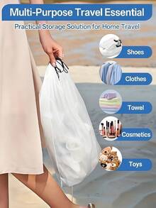10pcs Transparent Plastic Storage Bags, Portable Travel Shoe Bags, Waterproof Shoe Bags, Drawstring Shoe Organizer Bags Unisex, Travel Storage Drawstring Shoe Covers, Dust-Proof Packing Bags, Essential For Travel, Cruise, Vacation, Closet Organization, Compact/Lightweight, Spring/Summer Travel - Clear - View 3