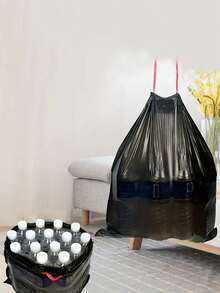 Garbage Bags, Thickened Drawstring Garbage Bags For Kitchen Home Use, Bathroom Garbage Bags, Disposable Garbage Bags, Kitchen Storage Garbage Bags, Plastic Garbage Bags Suitable For Bathroom, Kitchen, Office, Restaurant Cleaning - Black - View 8