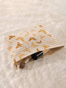 1 pieza Bolsa de maquillaje portátil con estampado de mariposa y rayas, estuche de cosméticos con cremallera impresa por ambos lados, organizador de artículos de tocador multifuncional para viajes - Multicolor - Ver 4