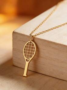 suteyi 18K Gold Plated Delicate Tennis Racket Necklace, Suitable For Tennis Lovers, Sports Jewelry, Daily Wear, Gift For Her - Multicolor - View 4
