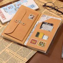 Standard/Passport Size Kraft Paper Pockets, Travel Notebook Folding Pouch | Storage Bag With Business Card Holder, Suitable For TN Diary/Planner/Album/Notebook | Diary Accessories In Standard And Passport Sizes - Kraft Paper Style - View 2