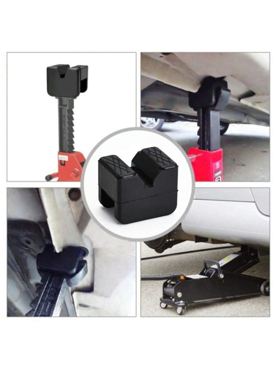 2pcs Car Jack Rubber Pad Blocks, Grooved Cushion Shock Absorbing Rubber Blocks - Multicolor - View 1
