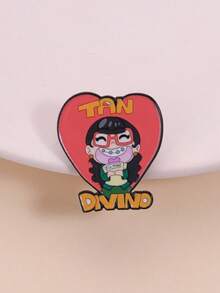 1pc Retro Cartoon Character Girl Brooch, Funny Glasses & Braces With Slogan Decor, Cartoon Animation Theme Badge, Unisex Design, Everyday Accessory & Gift - Multicolor - View 2