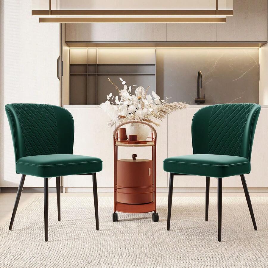 Dining Chairs - Green + Velvet - View 1