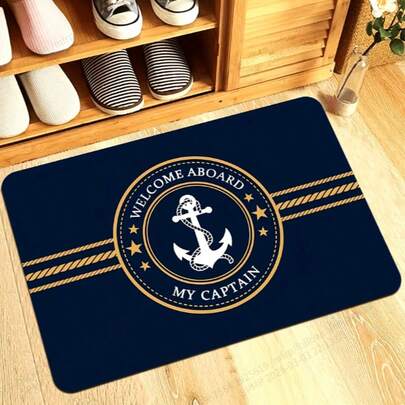 1件装锚图案门垫、地毯、迎宾垫、地垫、户外门垫、厨房地毯、家居装饰、前门垫、区域地毯、户外垫、家居装饰、区域地毯、花园地毯、可水洗地毯