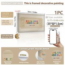 1pc Canvas Wall Art With Frame, Decor For Children's Room, Cool Kids Reading Club Admission Ticket, Colorful Children's Room Decor, Beige Landscape Wall Art, Children's Home Decor, Suitable For: Children's Room Decor, Game Room Decor, Nursery Decor, Playroom Decor, Preschool Decor, Girls Bedroom Decor, Boys Bedroom Decor, Nursery Decor - Multicolor - View 14