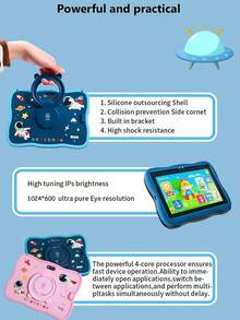 Qetupa 7-Inch Children's Tablet PC, Astronaut Android 13 A133 Quad-Core 1.6GHz Processor, 2GB RAM+32GB ROM, 1024*600 IPS Touchscreen, 3000mAh Battery, 0.3MP+2.0MP Dual Camera, 2.4G 802.11b WiFi, With Parental Control, Educational Games, Shockproof Protective Case, Best Christmas, Halloween, Birthday Gift (Adapter Not Included) - Pink - View 6