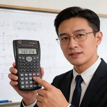 KK-82MS-D 科學計算機，雙行 LCD 顯示，240+ 功能，代數/三角函數/統計，12 位數，記憶功能，自動關機，電池供電 - 不含電池，返校季 - 黑色 - 查看 9