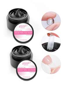 GELPOLISH 2件裝假指甲用固態凝膠，強黏性壓貼式壓克力指甲片，透明硬膠，適合聖誕美甲UV固化 - 2pcs - 查看 7