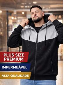 Men's Plus Size Premium Waterproof Neoprene Fleece Jacket, Sizes G1 To G4 – Thermal Comfort, High Quality, Winter - màu đen - Xem 4
