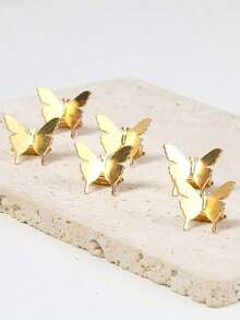 6pcs Gold Three-Dimensional Butterfly Hair Buckles Braid Hair Design Headgear Accessories Braids Adjustable Headgear Hair Accessories For Women And Girls - 金色 - 查看 2