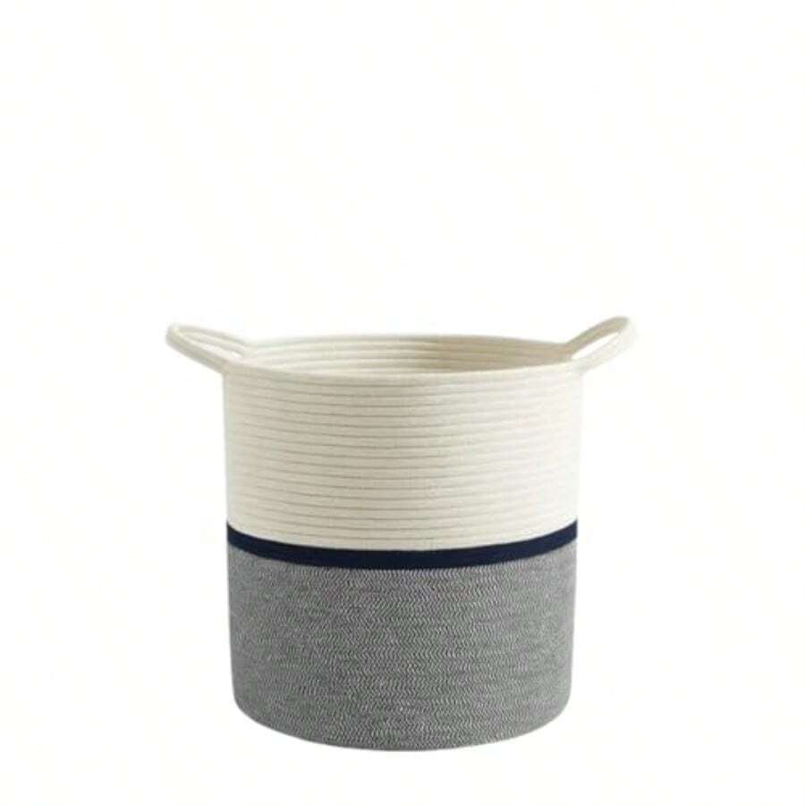 Cotton Rope Basket Cloth Toy Storage Laundry Washing Large Organizer Hamper Laundry Basket Small Dqq - As Shown - View 1