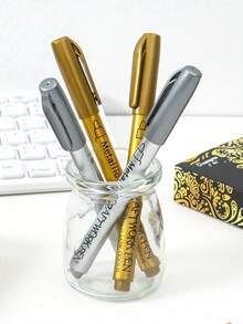 Elegant Gold And Silver Calligraphy Pen - Waterproof Shiny Ink Suitable For Wedding, Birthday, Father's Day Cards, Writing Heartfelt Thank You Letters For Mom, Invitations, Envelopes And DIY Crafts - View 7