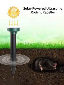 Summer  Solar-Powered Ultrasonic Mosquito Repellent, 1-Pack Outdoor Powered  Deterrent - Suitable For Lawns, Gardens, And Patios. Also Effective Against Moles, Snakes, Rodents, Gophers, And Other Pests. Spiked For Chasing Pests. - Green - View 6