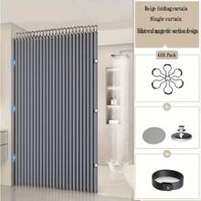 Fashionable Foldable Double-Sided Magnetic Thick Cloth Shower Curtain, Home Decor Bathroom Divider - 1 Gray Piece - View 8