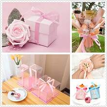 1 Roll Deep Pink Polyester Satin Ribbon, Suitable For Gift Box Packaging, Candy Box, Cake Box, Flower Decoration, Rose DIY, Clothing Accessories (Slight Color Difference Due To Machine Dyeing) - Dark Pink - View 5