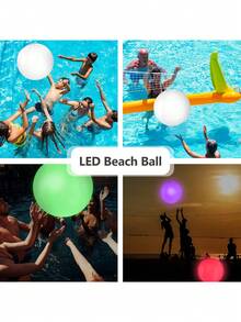 38 cm flytande poollampa, vattentät uppblåsbar lysboll med 16 färgskiftande lägen, fjärrkontroll, för utomhuspool, strand, trädgård, bröllop, festdekoration - Vitt - Visa 7
