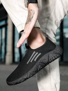 Giày thể thao nam kiểu dáng slip-on, thoáng khí, nhẹ, chống trơn trượt và bền bỉ. - màu đen - Xem 9
