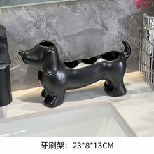 Giá đỡ bàn chải đánh răng điện hình chó Dachshund bằng gốm, phụ kiện trang trí phòng tắm dễ thương. - [Màu đen mờ] Giá đỡ bàn chải đánh răng hình chó Dachshund - Xem 10