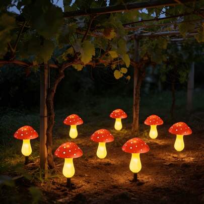 8/12/20 Luces solares en forma de seta LED, 8 modos de iluminación, decoración para jardín, patio, camino, fiesta de Pascua, luces con estaca