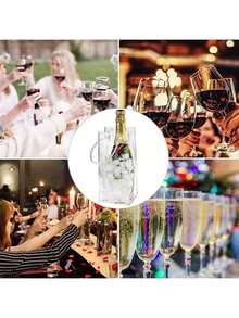 Set de 6 cubos de hielo a prueba de fugas, bolsa de hielo transparente de PVC con asa, bolsa de hielo portátil adecuada para enfriar botellas de vino y champán - Accesorios de bar y fiesta - Ver 4