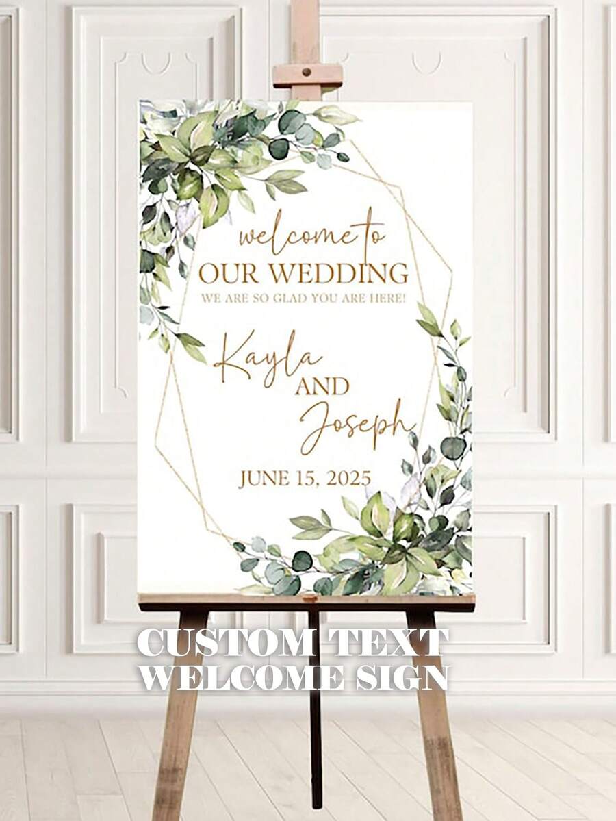 Customized Classic Wedding Sign, Minimalist Personalized Welcome Poster, Wedding Decorations, Custom Printed Wedding Sign Items For Reception Glam - Multicolor 12 - View 1