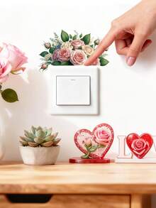 4pcs Vivid Rose & Elegant Tulip Switch Socket Wall Stickers - Self-Adhesive Floral Pattern, Easy To Apply, Suitable For Bathroom, Bedroom Home Decor Aesthetics - BH15066 - View 7