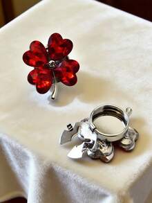 1pc Fashionable Minimalist Luxury Four-Leaf Clover Design Cufflinks, Women's Brooch Cover, High-End Clothing Brooch, Turtle Clip, Tie Clip, Suitable For Daily Use, Couple Gift, Family Gift - Multicolor - View 6