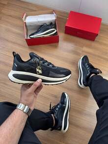 Olymp Adult Tennis Shoes For Gym, Comfortable, Lightweight, And Soft - Đen và trắng - Xem 3