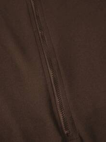 Women's Stand Collar Zipper One-Piece Sportswear, Spring Elegant - Brown - View 10