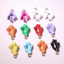 10 piezas de 16x10x5mm Colgantes de coral esmaltado 3D de aleación metálica para hacer joyas DIY, accesorios para pulseras, aretes, collares - coral - Ver 1