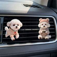 Bộ 2/4 kẹp trang trí cửa gió điều hòa ô tô hình chó Teddy 2D bằng acrylic sáng tạo, kẹp khử mùi hoạt hình kèm miếng đệm hương thơm (đã bao gồm miếng đệm hương thơm) - Chú chó con được cá nhân hóa - Xem 6