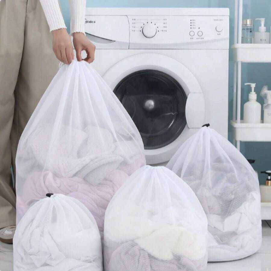 3 piezas/4 piezas/1 pieza Bolsa de lavandería con cordón, bolsa de malla gruesa, bolsa de lavado extra grande para sostenes y lencería