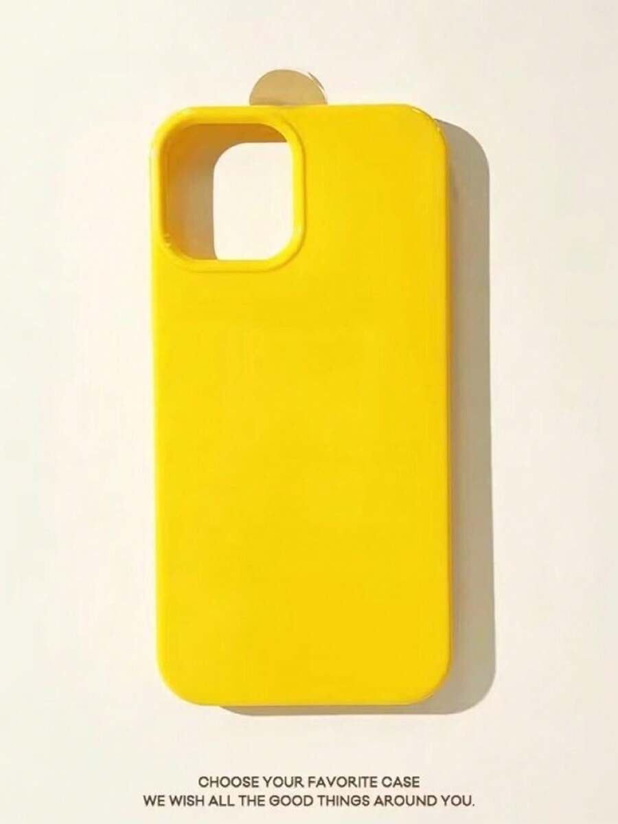 Minimalist Solid Color Basic Large Hole Candy Minimalist Solid Color Phone Protective Case, Creative Anti-Drop Phone Cover Compatible With Apple 17 Pro Max/16 Pro Max/15 Pro Max/17/16/15/14/13/12/11 Spring - Yellow - View 1