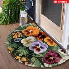 1 pieza Alfombra de piso con estampado floral, alfombra de baño, tapete de baño, alfombra de puerta, alfombra pequeña, alfombra, decoración del hogar, alfombra de área, alfombra de exterior, alfombra de dormitorio, alfombra lavable - Multicolor - Ver 5