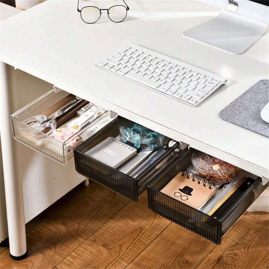 Extra Large Desk Drawer Organizer, Transparent Drawer Storage Box, Suitable For Stationery, Office And Student Desk, Computer Desk, Wall-Mounted Design