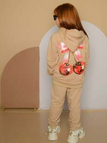 Girls' Set - New Release - Blouse And Pants - Fits Ages 2 To 12 - Winter Clothing - Beige - View 4