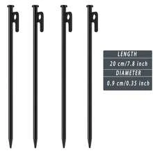 6pcs Heavy Duty Tent Stakes, 20cm (7.8in) / 30cm (11.8in), Picnic Camping Tent Pegs, Hiking Camping Accessories - Black - View 10
