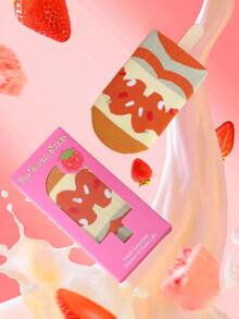 1 Pair New Interesting Multi-Color Ice Cream Mid-Calf Socks Gift Box, Spring/Summer New Unisex Sports Socks, Imaginative Food-Inspired Creative Design, Knitted Fabric, Long Thick Soft Comfortable, Perfect Gift For Birthday, Valentine's Day, Easter, Festival, Carnival, Dates, Parties, Holidays, Unique Quirky Abstract Daily Casual Wear Socks, Popular Food-Themed Outfit, Suitable For All Seasons, Great Gift For Couples, Friends, Ideal For Vacation, Outdoor Sports, Gym, Home, Office, Etc. - Mustard Yellow - View 4